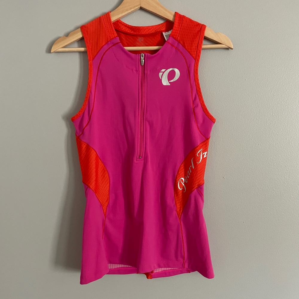Pearl Izumi Elite Tri Tank Womens Large Pink Orange Sleeveless Jersey Cycling